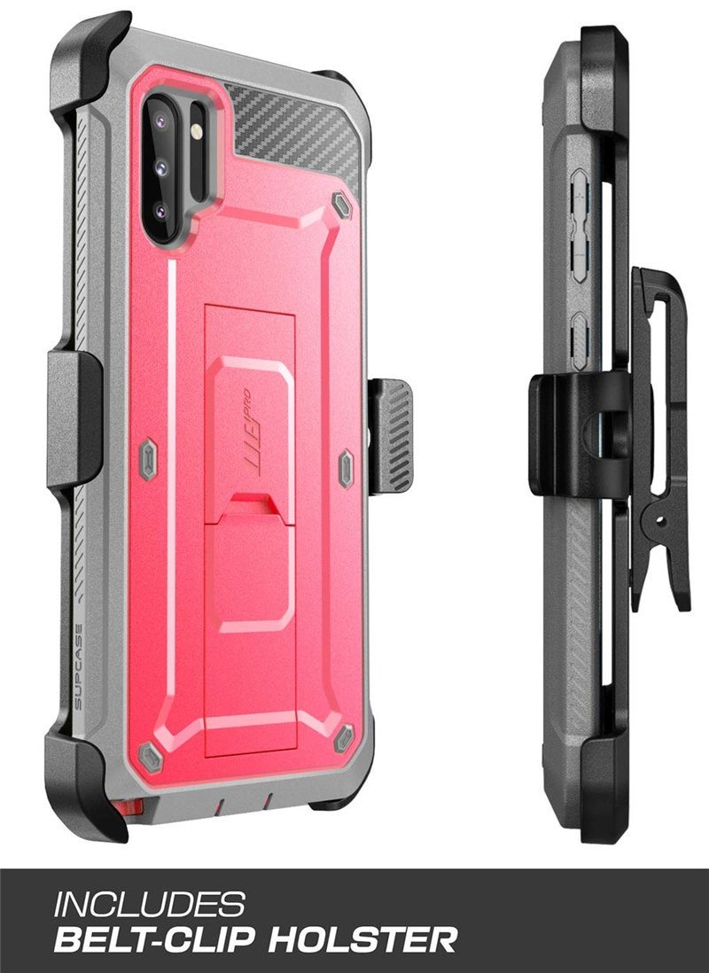 SUPCASE UB Pro Case for Samsung Galaxy Note 10 in black, showcasing rugged design and kickstand feature.